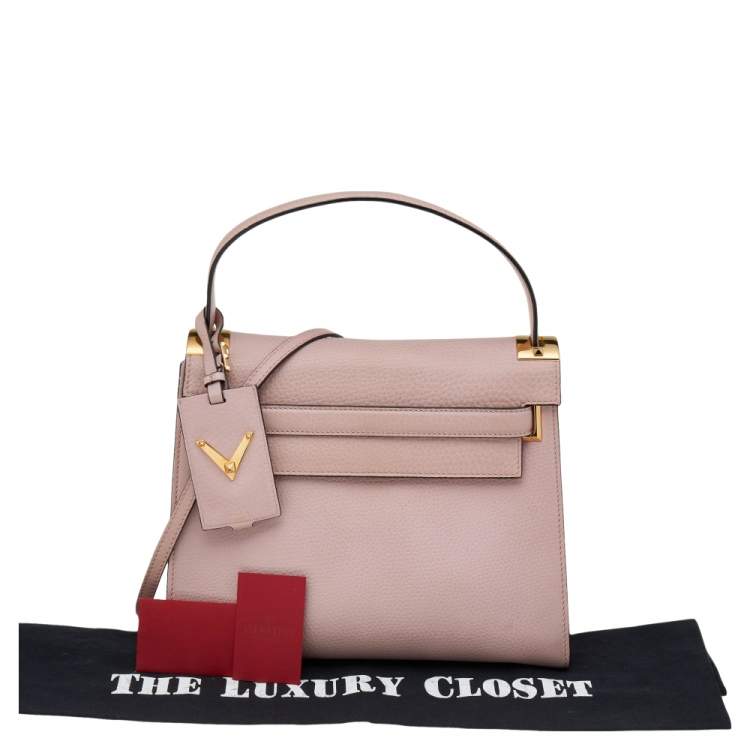 Pre Owned Valentino Pink Leather Medium My Rockstud Top Handle Bag