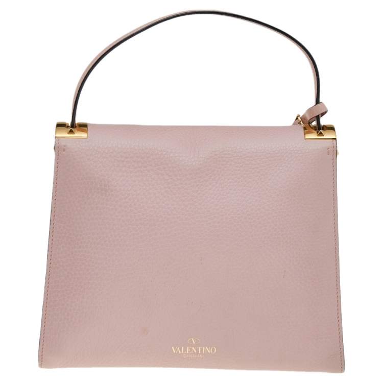 Pre Owned Valentino Pink Leather Medium My Rockstud Top Handle Bag