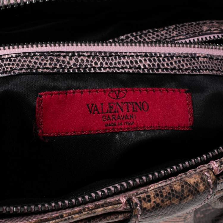 مملوكة مسبقًا Valentino Pink/Black Lizard Bow Clutch