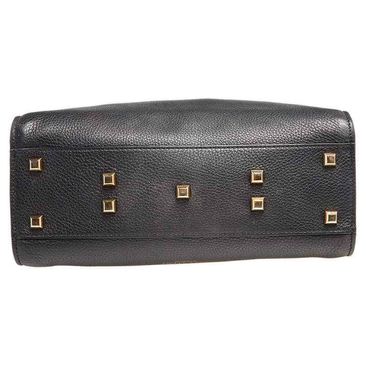 Pre Owned Valentino Black Leather Medium My Rockstud Top Handle Bag