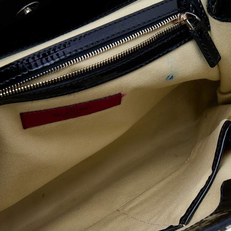 Pre Owned Valentino Tricolor Leather, Patent Leather, and Straw Aphrodite Bow Top Handle Bag