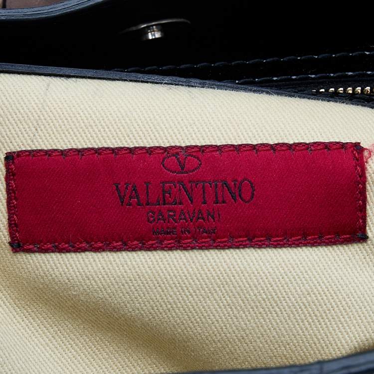 Pre Owned Valentino Tricolor Leather, Patent Leather, and Straw Aphrodite Bow Top Handle Bag