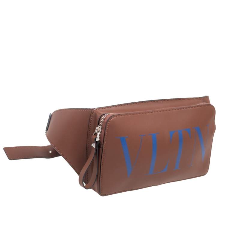 Pre Owned Valentino Brown Leather VLTN Belt Bag