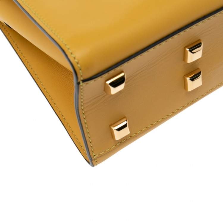 Pre Owned Valentino Yellow Leather My Rockstud Top Handle Bag