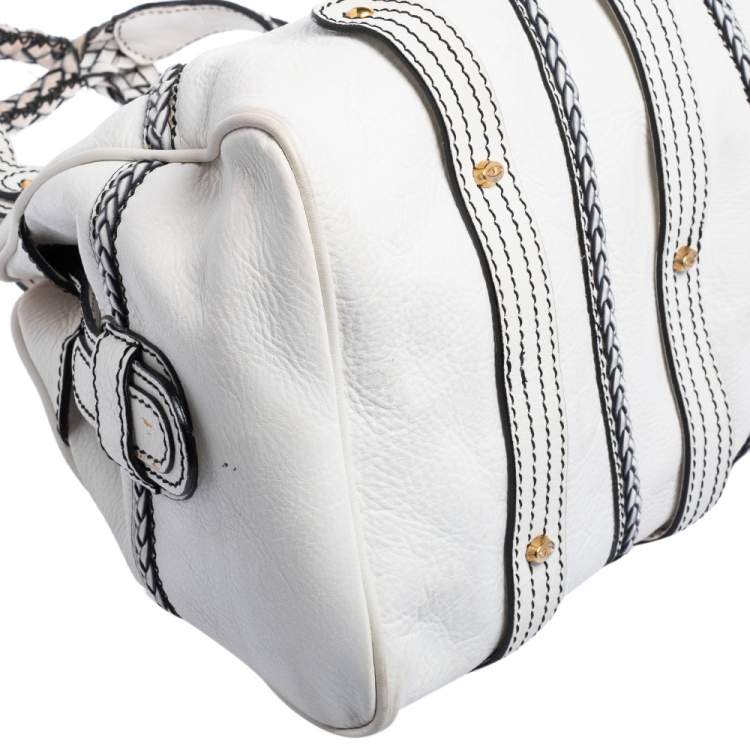 Pre Owned Valentino White Leather Catch Satchel