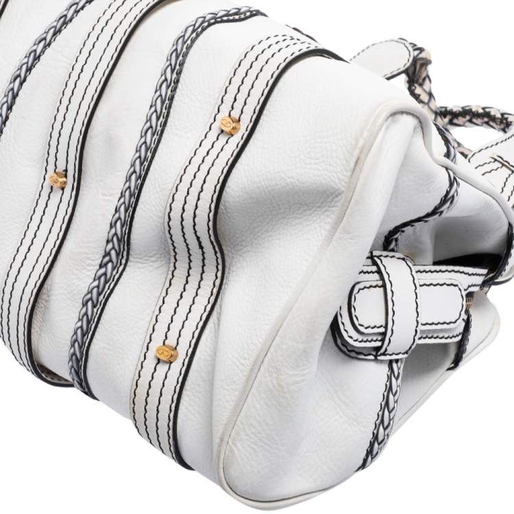 Pre Owned Valentino White Leather Catch Satchel