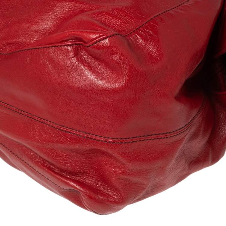 Pre Owned Valentino Red Leather Nuage Bow Hobo