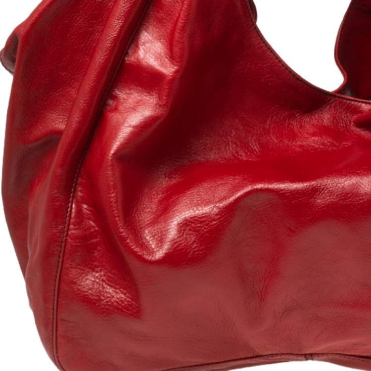Pre Owned Valentino Red Leather Nuage Bow Hobo