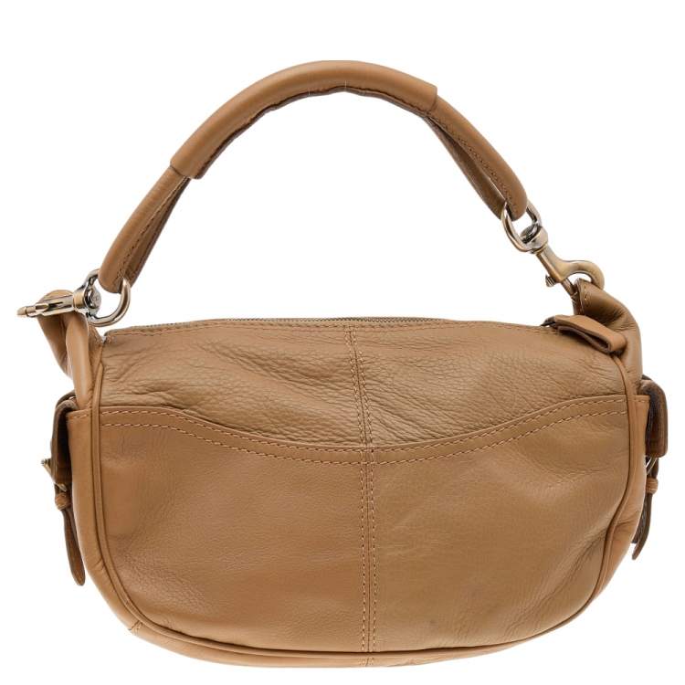 Pre Owned Valentino Brown Leather Crystal Embellished VLogo Hobo