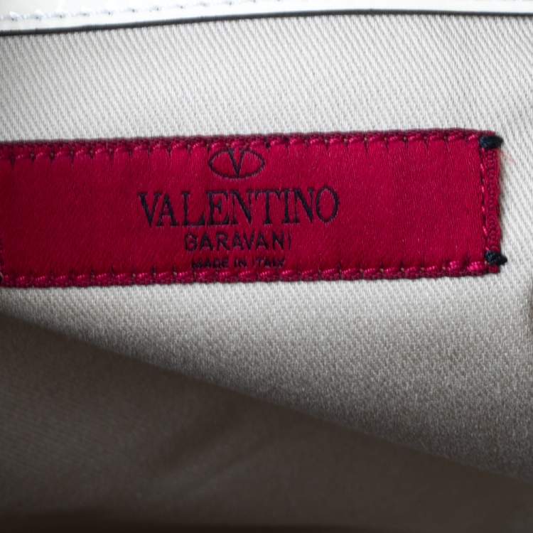 Pre Owned Valentino White/Brown Patent Leather and Python Large Aphrodite Bow Bag