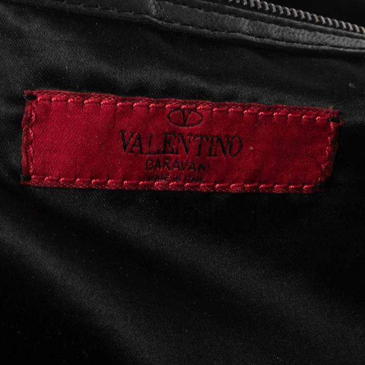 Pre Owned Valentino Black Lace and Leather Boston Bag