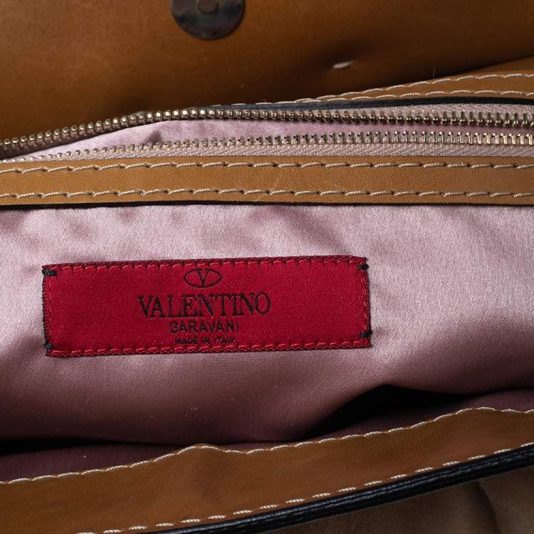 Pre Owned Valentino Beige/Brown Suede and Leather Aphrodite Bow Top Handle Bag