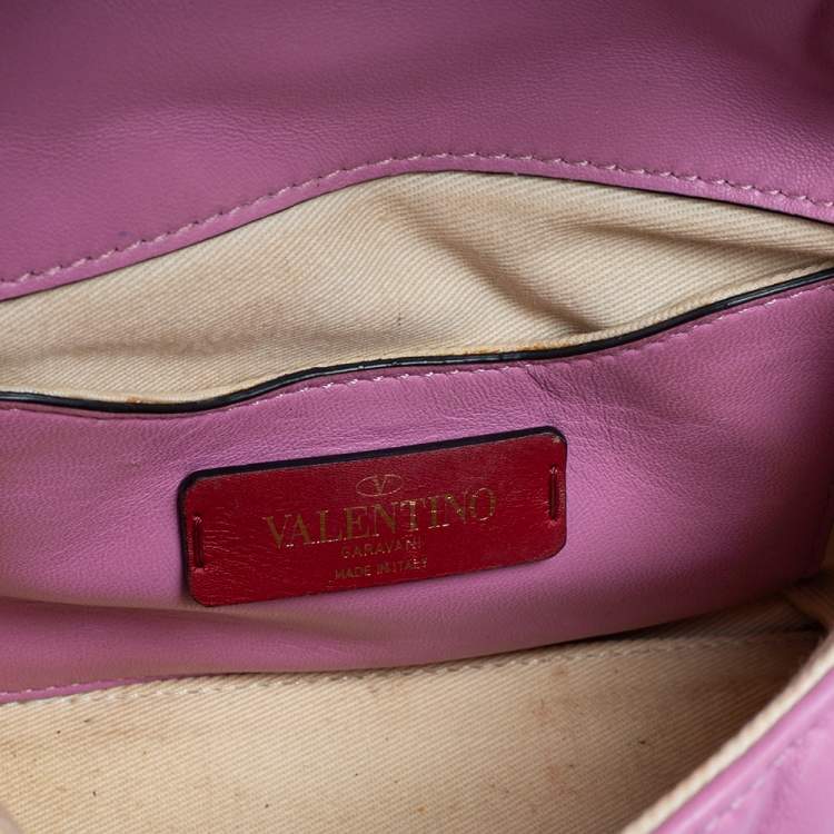 Pre Owned Valentino Pink Quilted Leather Mini Candystud Top Handle Bag