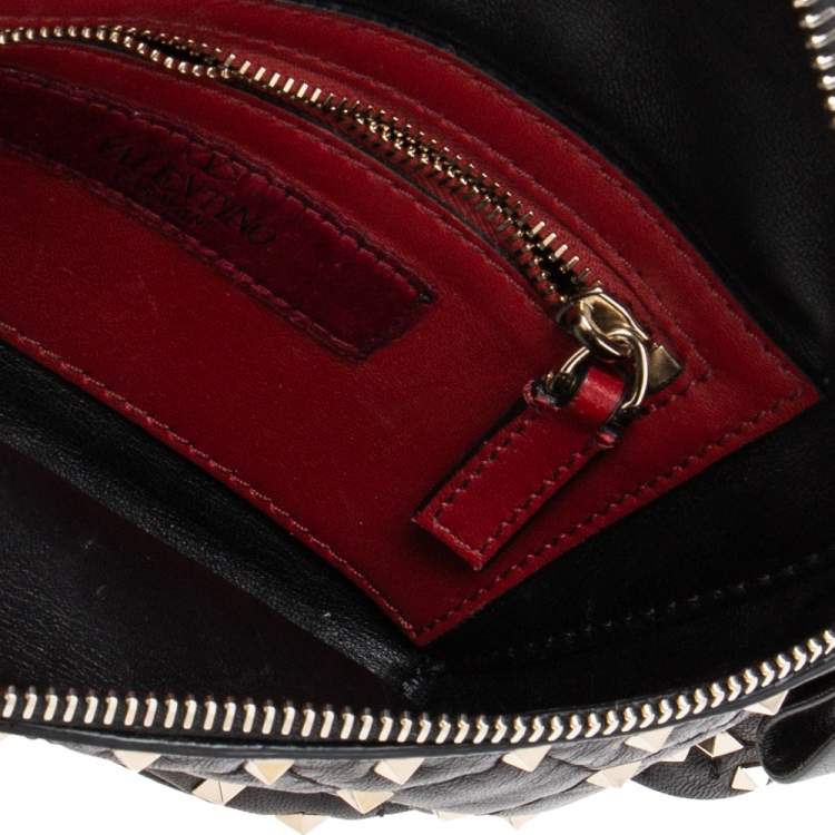 Pre Owned Valentino Black Quilted Leather Rockstud Bum Bag