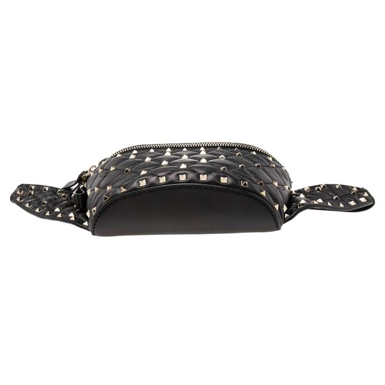 Pre Owned Valentino Black Quilted Leather Rockstud Bum Bag