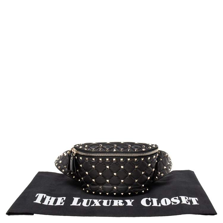 Pre Owned Valentino Black Quilted Leather Rockstud Bum Bag