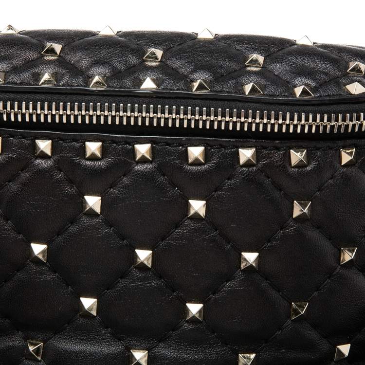 Pre Owned Valentino Black Quilted Leather Rockstud Bum Bag
