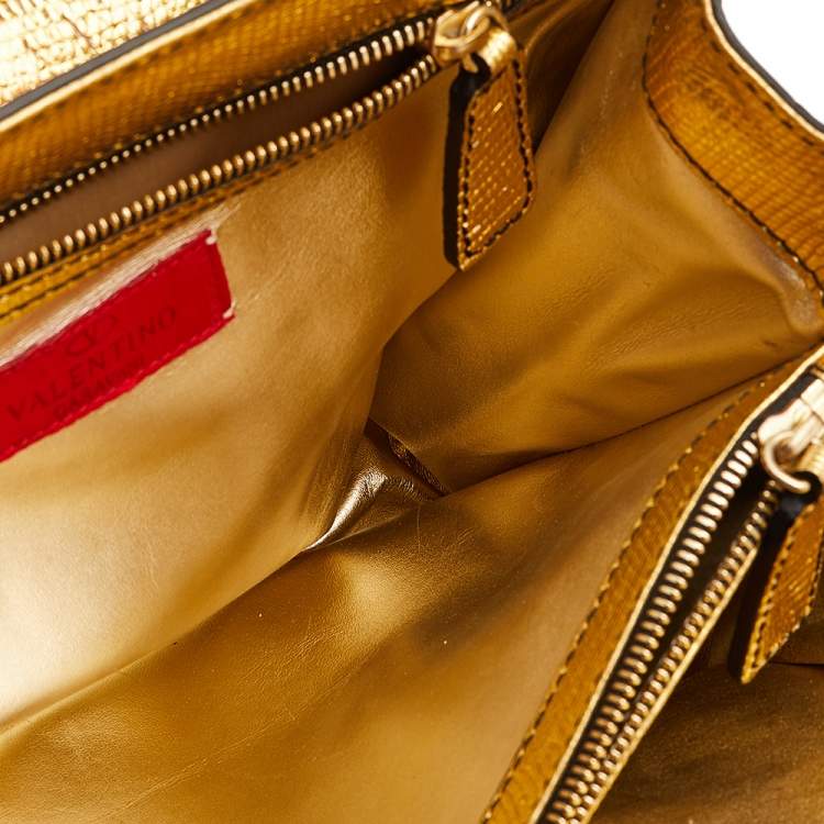 Pre Owned Valentino Multicolor Colorblock Crocodile And Lizard Leather Rockstud Top Handle Bag