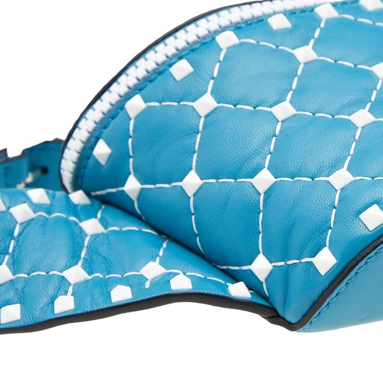 Pre Owned Valentino Blue Quilted Leather Rockstud Belt Bag