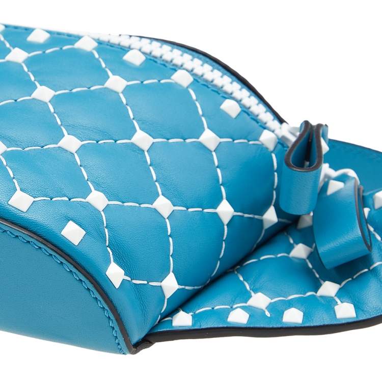 Pre Owned Valentino Blue Quilted Leather Rockstud Belt Bag