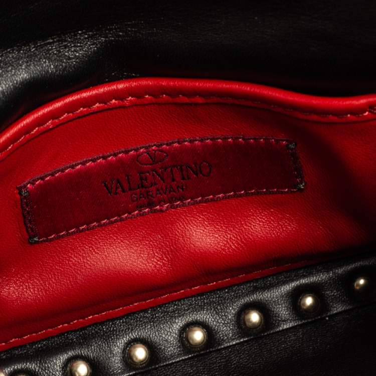 Pre Owned Valentino Metallic Gold Quilted Leather Small Rockstud Spike Chain Top Handle Bag