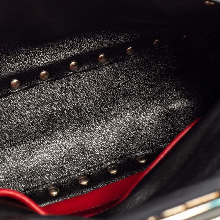 Pre Owned Valentino Metallic Gold Quilted Leather Small Rockstud Spike Chain Top Handle Bag