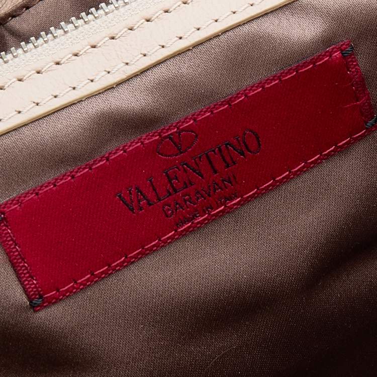 Pre Owned Valentino Pale Pink Leather Crystal Embellished Tote