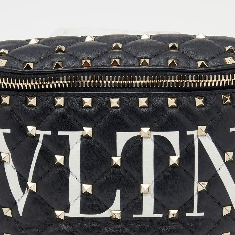 Pre Owned Valentino Black Leather VLTN Rockstud Belt Bag