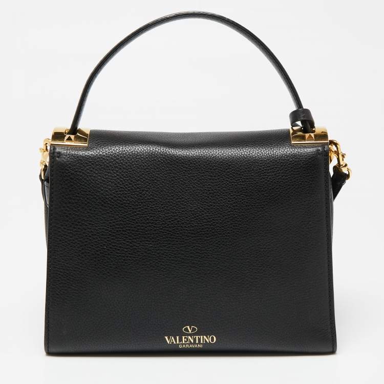 مملوكة مسبقًا Valentino Black Leather My Rockstud Top Handle Bag