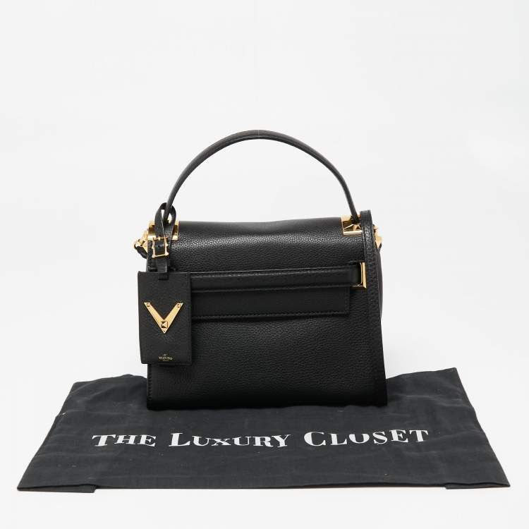مملوكة مسبقًا Valentino Black Leather My Rockstud Top Handle Bag