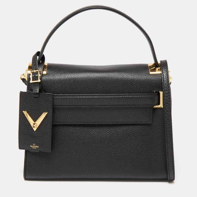 مملوكة مسبقًا Valentino Black Leather My Rockstud Top Handle Bag