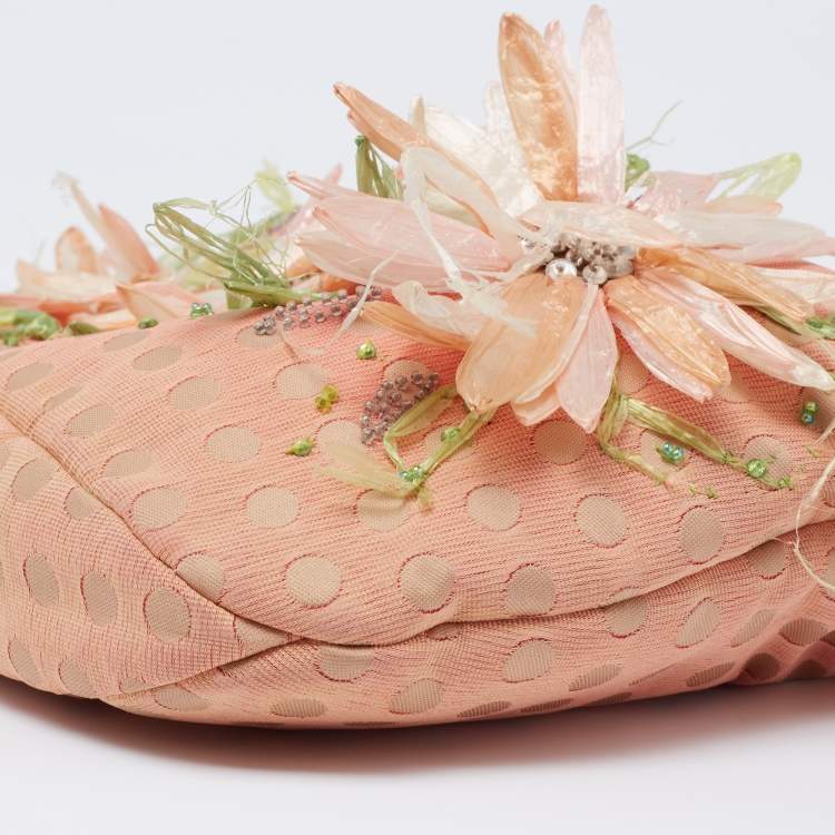 Pre Owned Valentino Multicolor Polka/Floral Embellished Fabric and Leather VLogo Flap Hobo