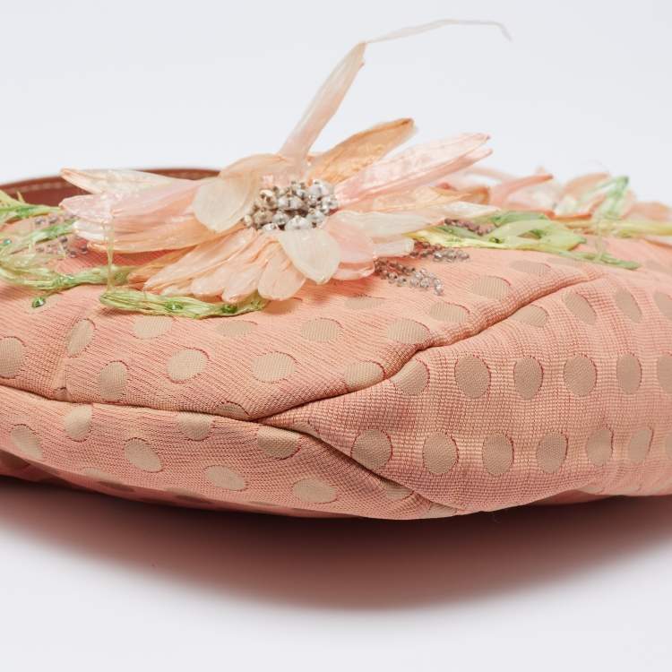 Pre Owned Valentino Multicolor Polka/Floral Embellished Fabric and Leather VLogo Flap Hobo