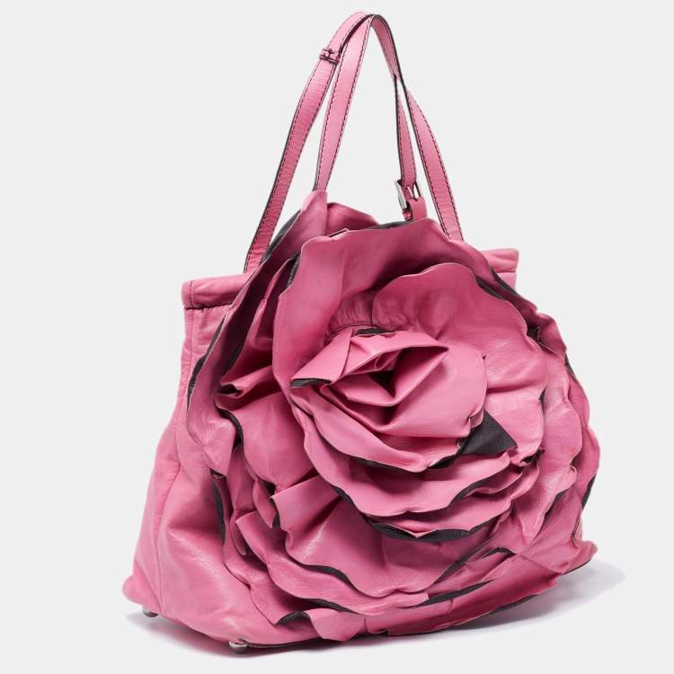 Pre Owned Valentino Pink Leather Petale Tote