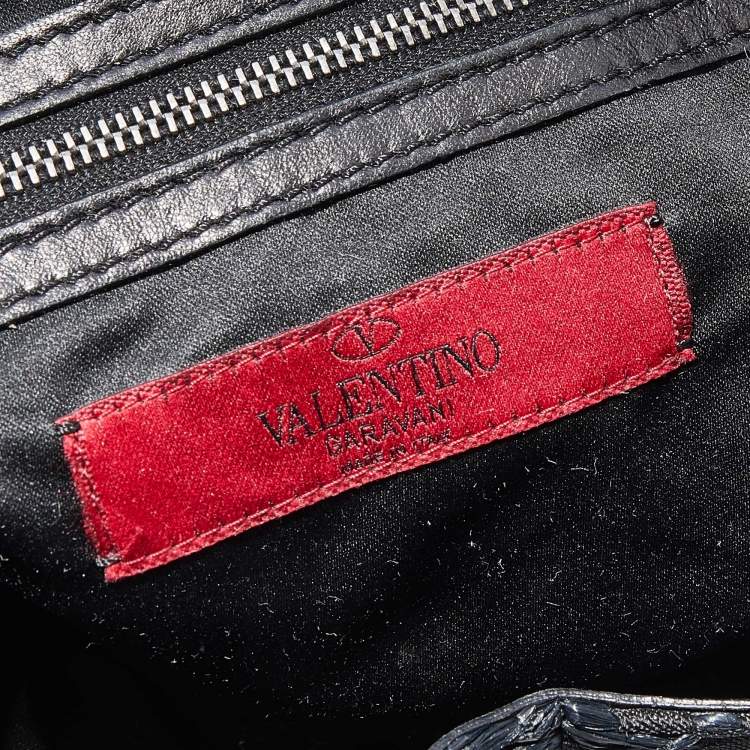 Pre Owned Valentino Black Nylon, Straw and Leather Hobo
