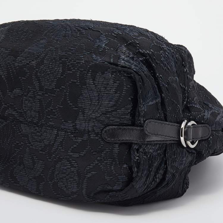 Pre Owned Valentino Black Nylon, Straw and Leather Hobo
