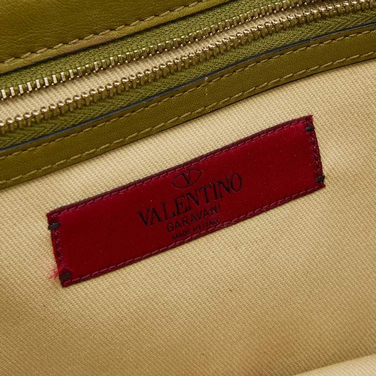 Valentino Green Leather Rockstud Medium Glam Lock Flap Bag