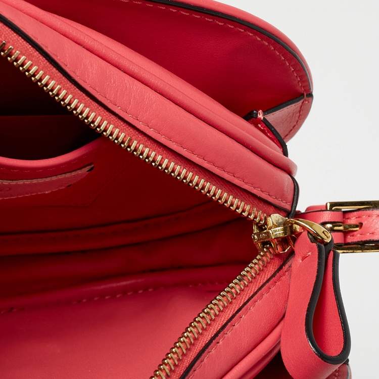 Pre Owned Valentino Rose Pink Leather V Logo Shoulder Bag