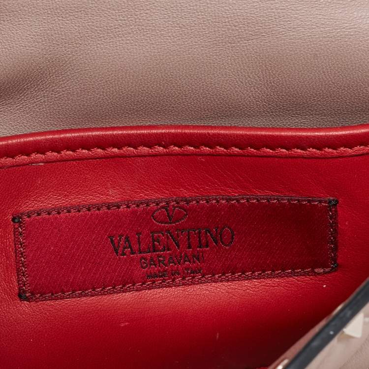 Pre Owned Valentino Poudre Quilted Leather Small Rockstud Spike Chain Top Handle Bag