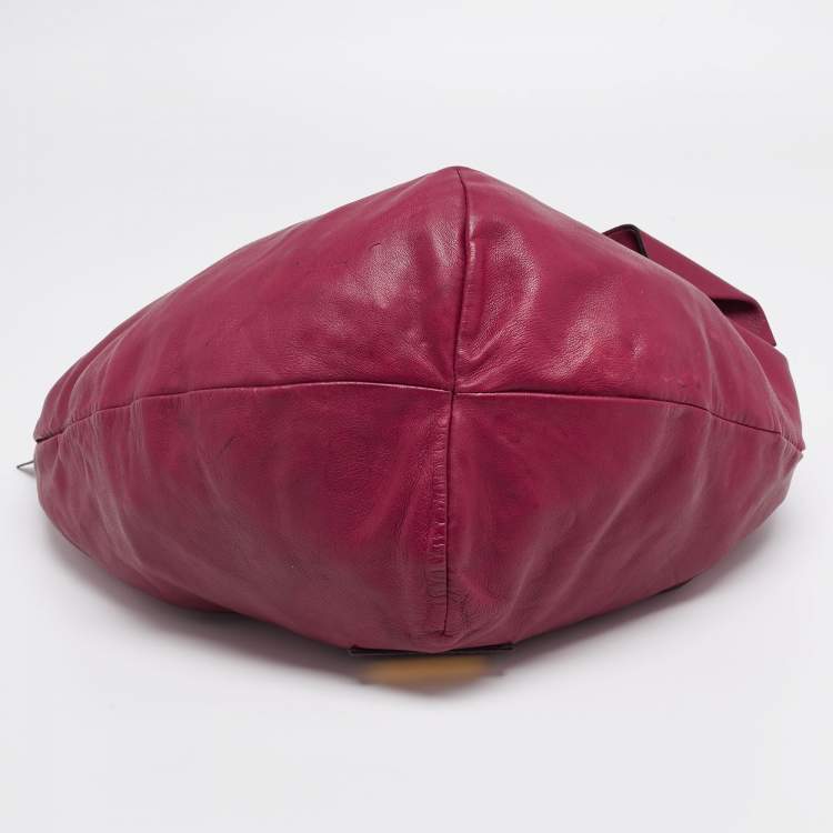 Pre Owned Valentino Burgundy Leather Folie Bow Hobo