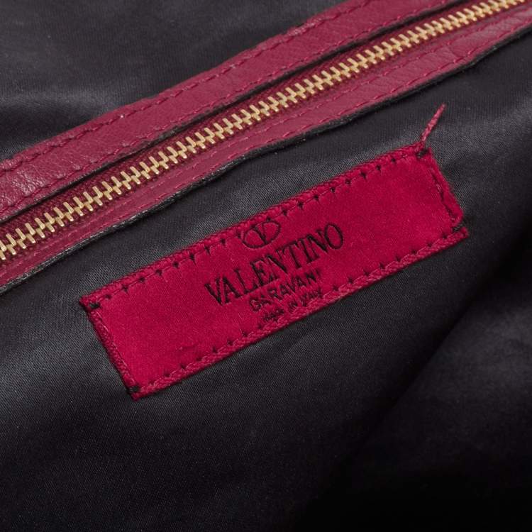Pre Owned Valentino Burgundy Leather Folie Bow Hobo