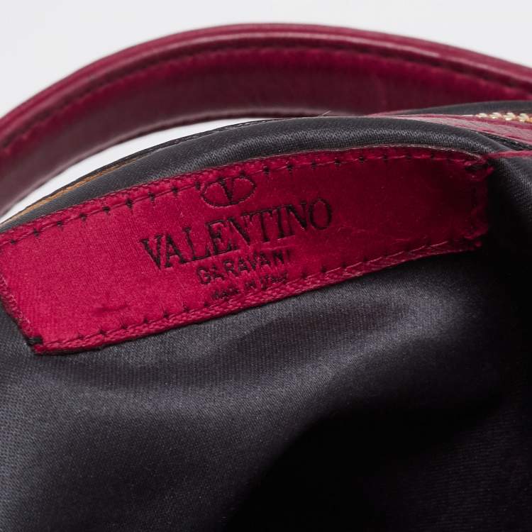 Pre Owned Valentino Burgundy Leather Folie Bow Hobo