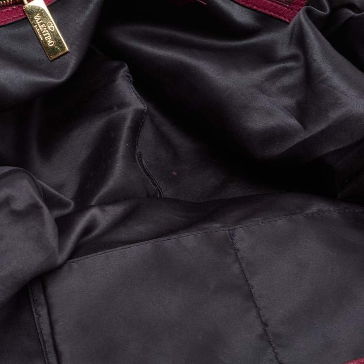 Pre Owned Valentino Burgundy Leather Folie Bow Hobo