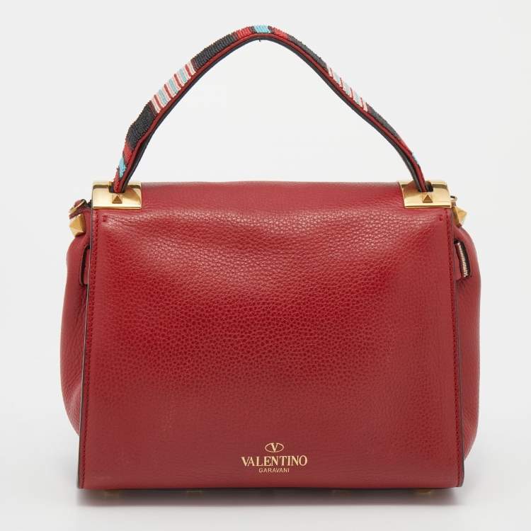 مملوكة مسبقًا Valentino Red Leather My Rockstud Top Handle Bag