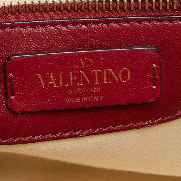 Pre Owned Valentino Red Quilted Leather Medium Candystud Top Handle Bag