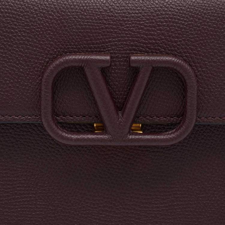 Pre Owned Valentino Burgundy Leather Small VSLING Top Handle Bag