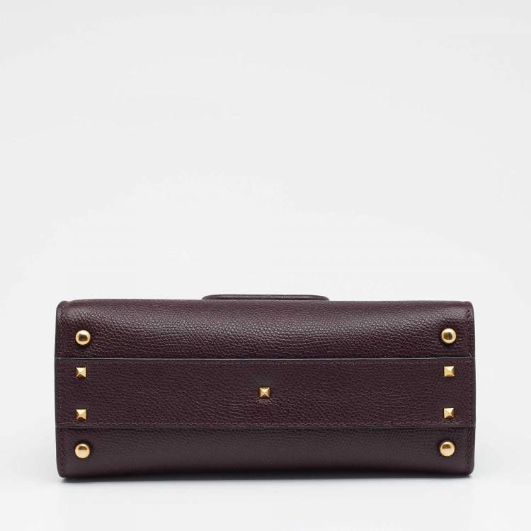 Pre Owned Valentino Burgundy Leather Small VSLING Top Handle Bag