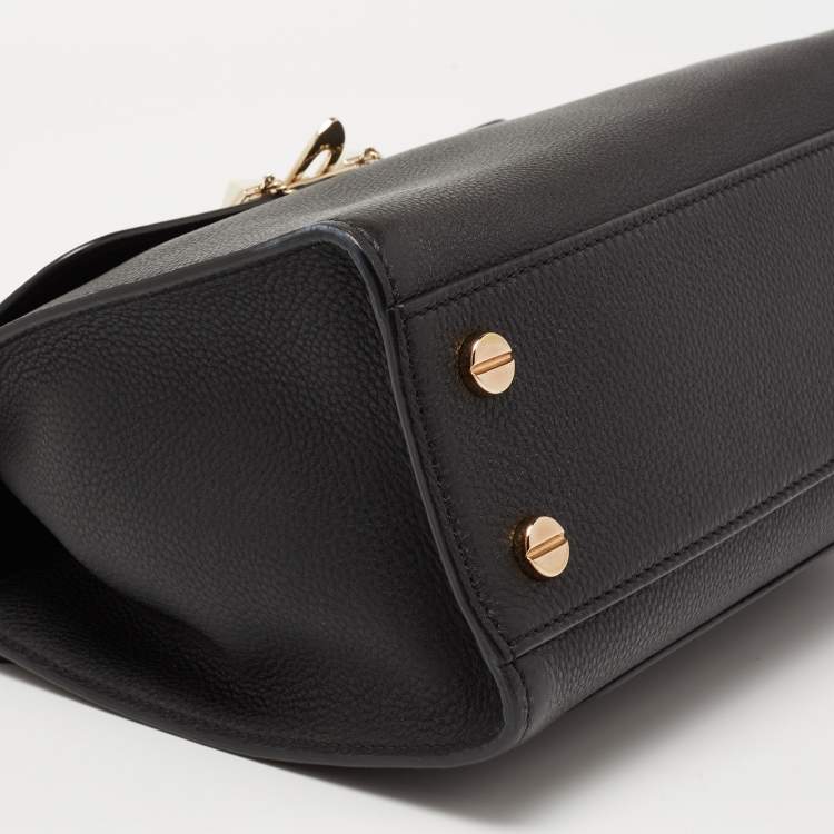 Pre Owned Valentino Black Leather Flap Top Handle Bag