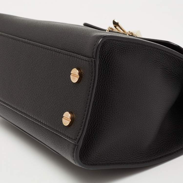 Pre Owned Valentino Black Leather Flap Top Handle Bag