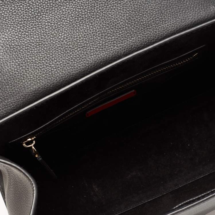Pre Owned Valentino Black Leather Flap Top Handle Bag